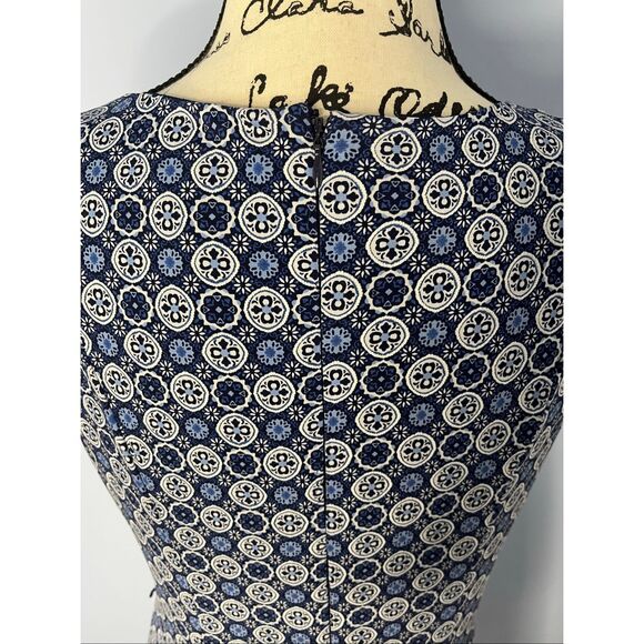 Jessica Howard Womens Size 8 Blue Argyle Pattern Sleeveless Midi Dress Fit Flare - Picture 7 of 9